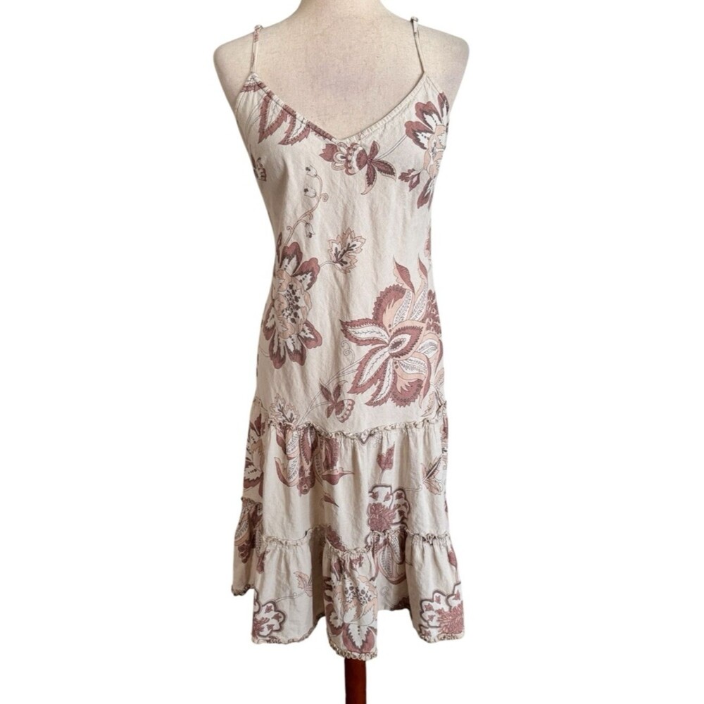 Sisley Cream Midi Dress with Mauve Floral Print